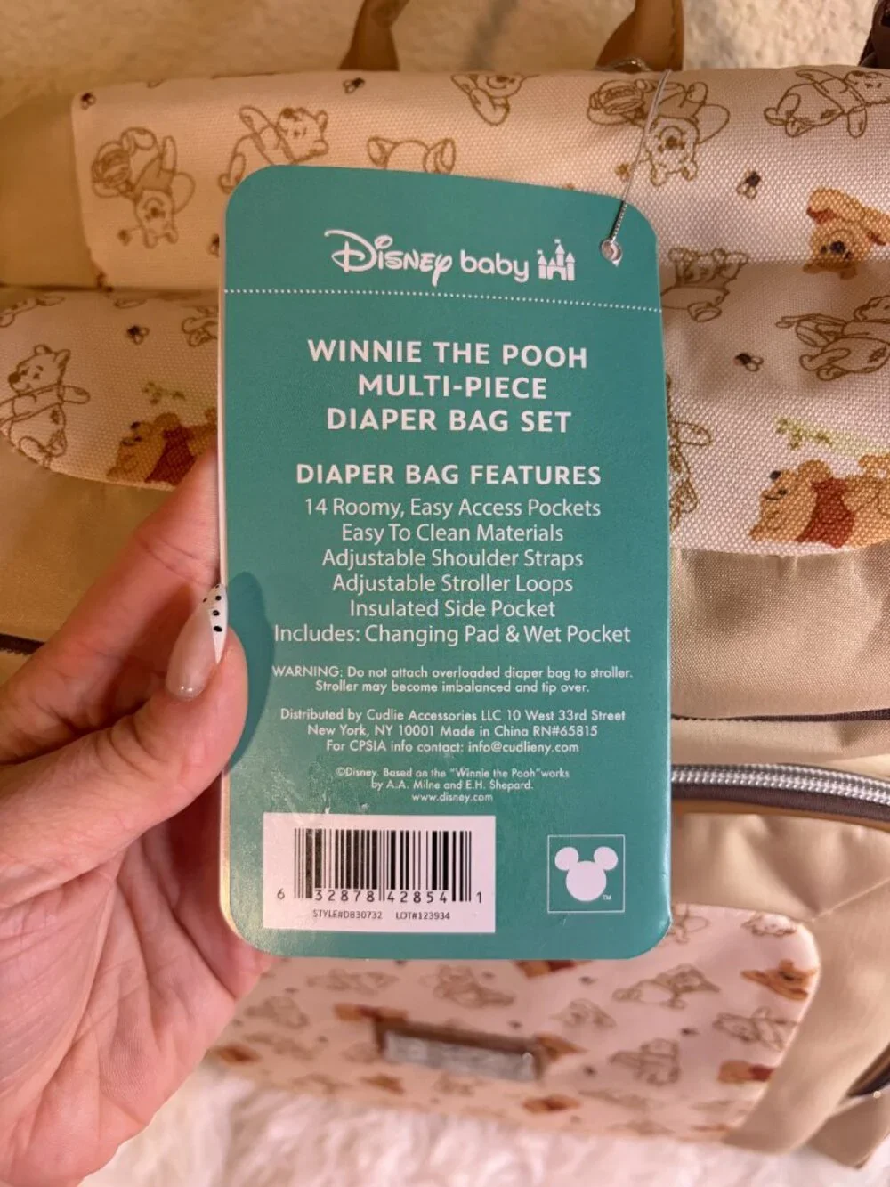Disney Baby Winnie the Pooh Diaper Bag Backpack Set Changing Pad NWT - Picture 7 of 10